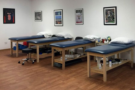 The physical therapy treatment room at Marathon's clinic in Easton, MA